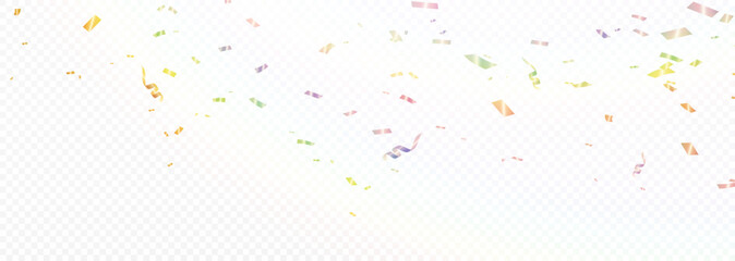 Confetti vector png. Golden confetti falls from the sky. Holiday, birthday. Sparkling confetti on a transparent background. Festive design element.
