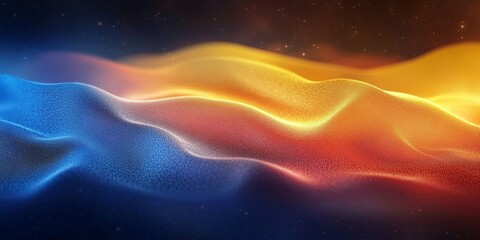 Grainy gradient background blue pink yellow abstract glowing color wave black dark backdrop noise texture banner poster header design, Generative AI