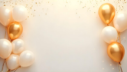 gold and white balloon grand opening celebration background