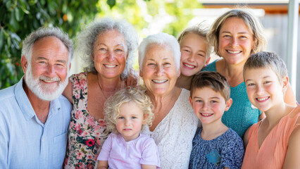 Obraz premium Joyful Christmas family gathering with multiple generations smiling