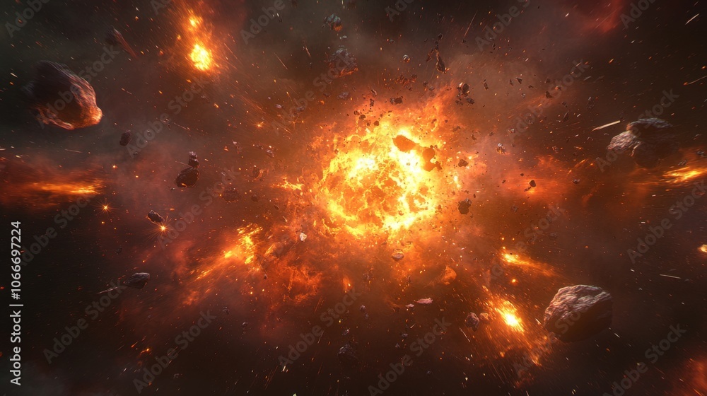 Poster cosmic explosion in deep space