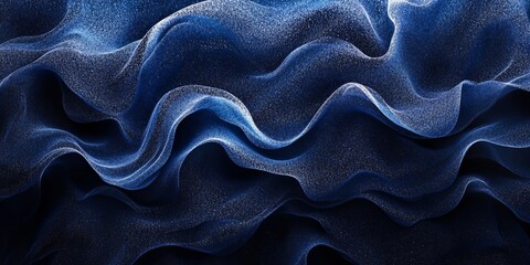 Dark grainy background, glowing blue abstract noise texture shape on black banner poster header backdrop, copy space, Generative AI