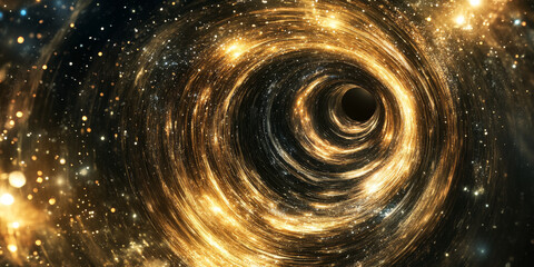 A portal to another realm surrounded by swirling stars and shimmering lights, capturing the essence of magical time travel