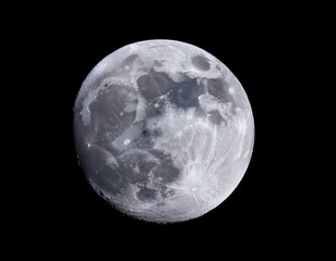 Obraz premium Full moon illuminating the night sky, representing lunar phases, astronomy, and nighttime beauty.