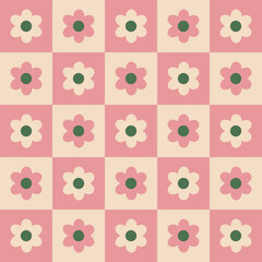 Chess box seamless pattern vintage flowers 