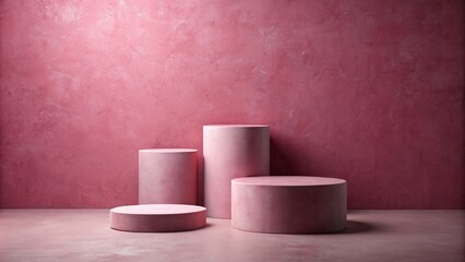 Pink Concrete Podiums on Pink Background - Abstract Architectural Photography, Modern Design Elements, Minimalist Art, Vibrant Color Palette, Contemporary Aesthetics, Urban Environment