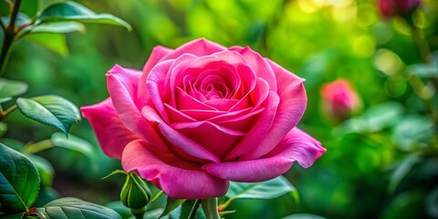 Radiant Pink Rose Bliss - Nature's Vibrant Embrace in Stunning Product Photography with Lush Greenery and Soft Natural Lighting