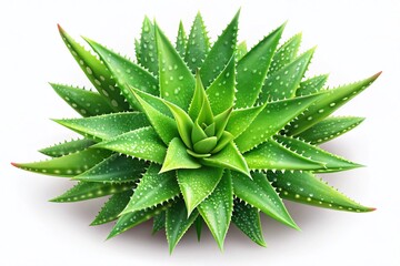 Realistic Aloe Vera Vector Illustration on White Background - Natural Wellness, Organic Skincare, Plant Benefits, Green Leaves, Herbal Remedies, Home Decor, Minimalist Design, 