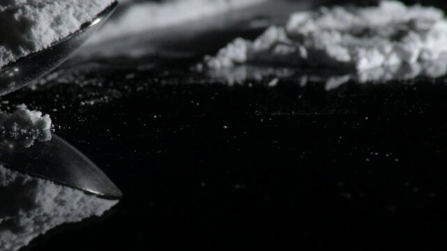 Cocaine in a spoon on a crystal