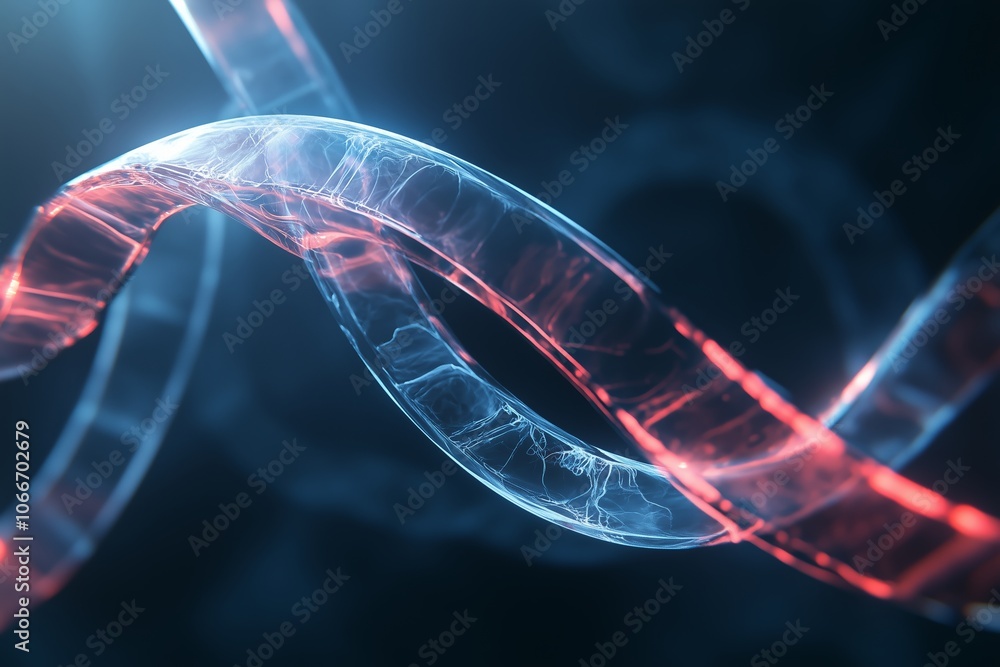 Poster intricate strands of dna illuminated with vibrant colors showcasing the complexity of genetic struct
