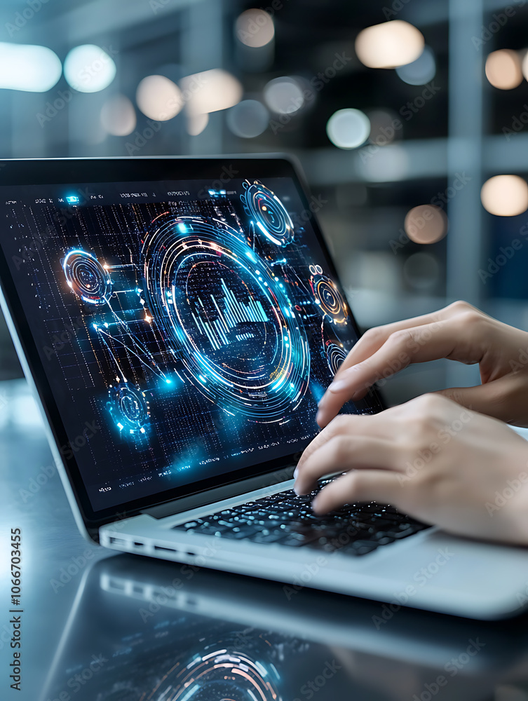 Poster efficiently manage inventory and stock with advanced tracking software on your laptop