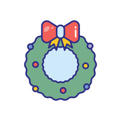 Christmas Wreath vector icon stock illustration