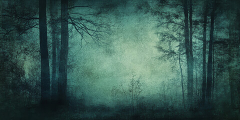 Naklejka premium Vintage-style grunge art with dark teal base, layered with hints of soft green light, creating depth and an aged texture