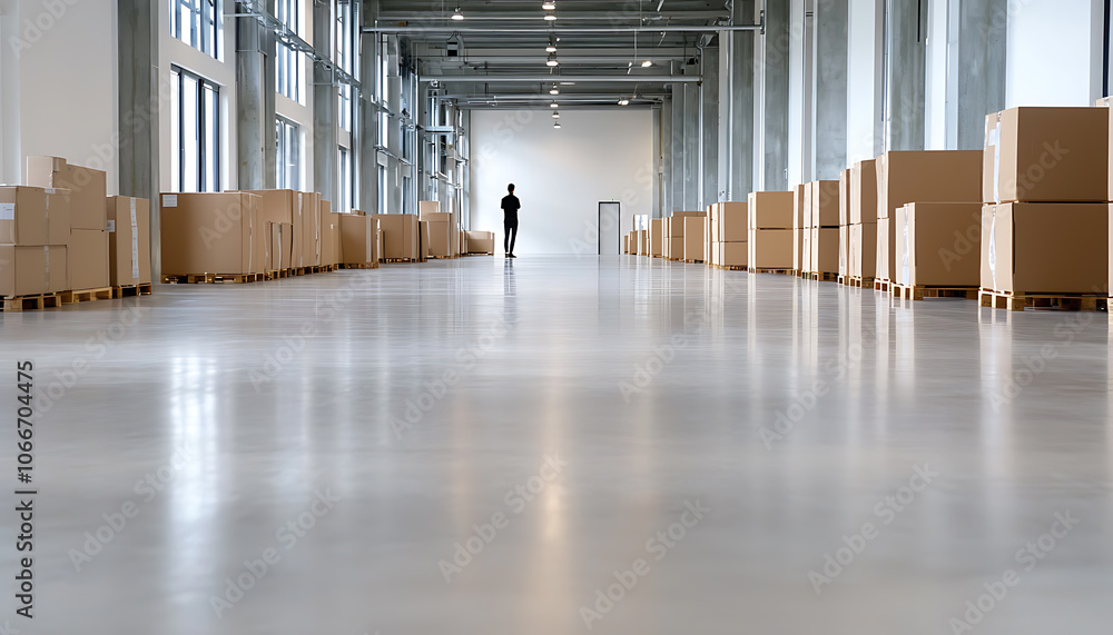 Poster warehouse manager tracks inventory data for efficient stock management and accurate tracking