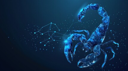 Abstract Scorpio Constellation with Glowing Lines and Stars
