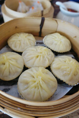 Xiao Long Bao, Chinese dim sum in bamboo basket