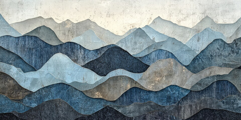 Layered mountain range background with various shades of blue and gray, evoking a sense of adventure