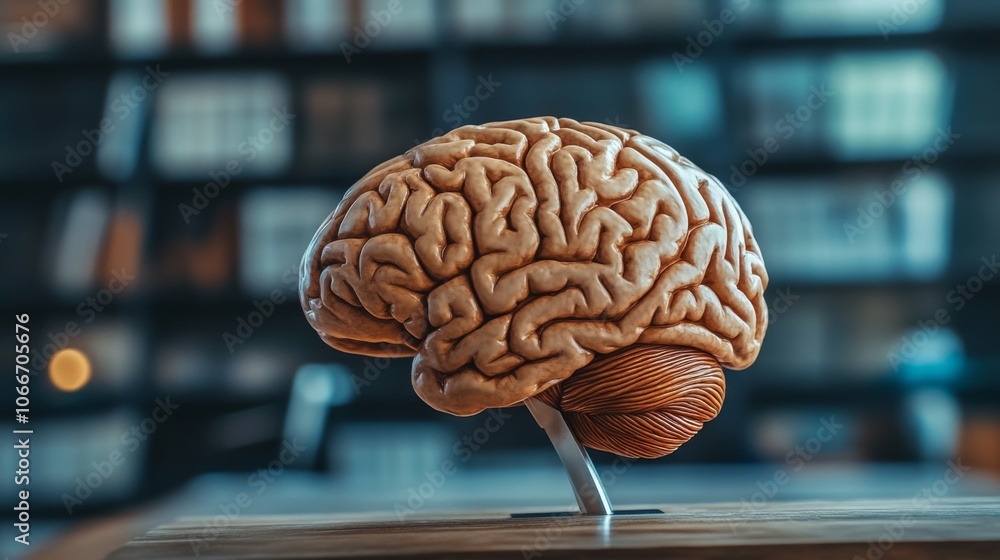 Poster Realistic Brain Model on Display in Modern Setting