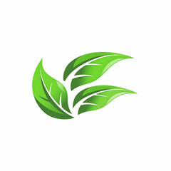 Vibrant green leaves on a clean white background showcasing nature's beauty in a simple and elegant design