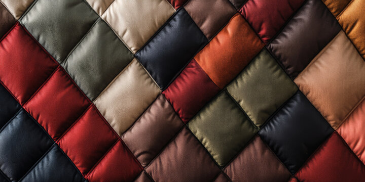 Soft quilted fabric background in muted tones, evoking a sense of comfort and warmth