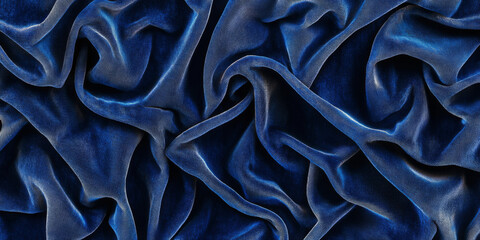 Obraz premium Velvet fabric texture in deep royal blue with soft folds and a luxurious, plush surface