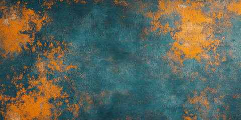Grunge background with dark teal base and soft orange-yellow light, creating a distressed, nostalgic effect in an abstract style