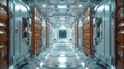 Obraz premium A container floating through a space station.