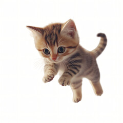 Obraz premium A cute playful kitten sitting on a white background, looking adorable and beautiful with its soft fur