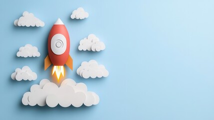 Rocket launching through clouds