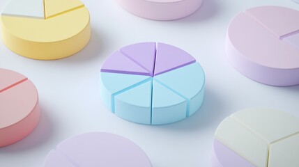 Obraz premium Colorful Pastel Pie Charts on Soft Background