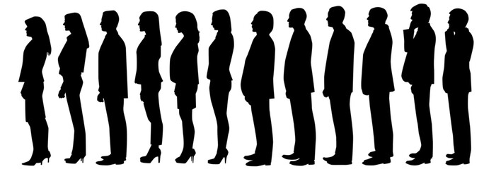 Group of people standing in queue. Business people standing in line. 