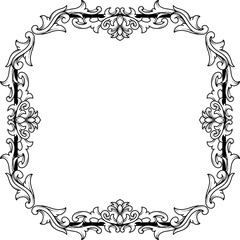 Vintage frame border leaf floral ornament engraving retro