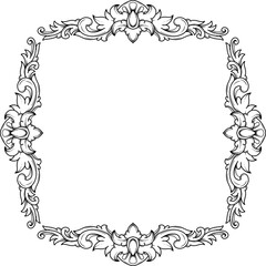 Vintage frame border leaf floral ornament engraving retro