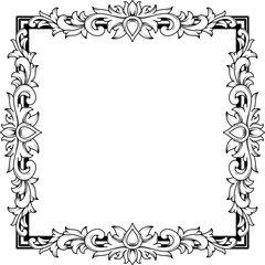 Vintage frame border leaf floral ornament engraving retro