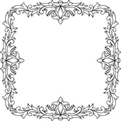 Vintage frame border leaf floral ornament engraving retro