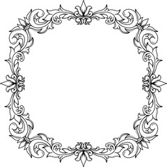 Vintage frame border leaf floral ornament engraving retro