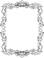 Vintage frame border leaf floral ornament engraving retro