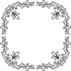 Vintage frame border leaf floral ornament engraving retro