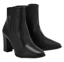 black leather boots are fashion winter isolated