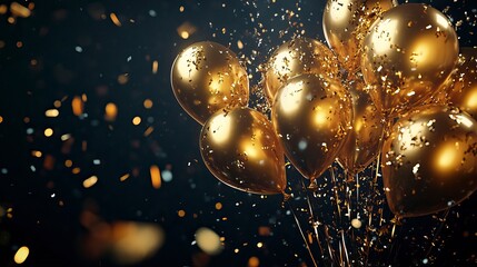 Luxurious Black Friday Sale with Gold Balloons