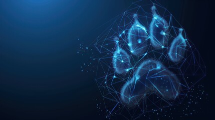 Abstract Paw Print in Blue Digital Art
