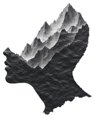 Obraz premium PNG A mountain range shaped like the edge of a human profile nature silhouette illustration.