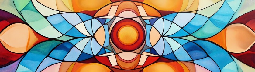 Frontal view, vibrant abstract art, health and wellness symbols intertwined, dynamic colorful movement, inspiring and uplifting energy visual