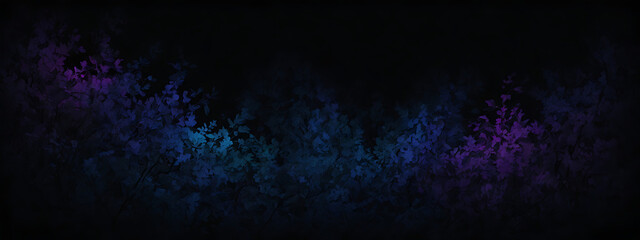 Subtle Gradient Glow of Dark Purple and Blue on Black Background for Atmospheric, Eerie Lighting