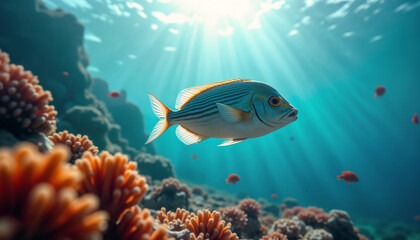Majestic Underwater Scene with Colorful Fish