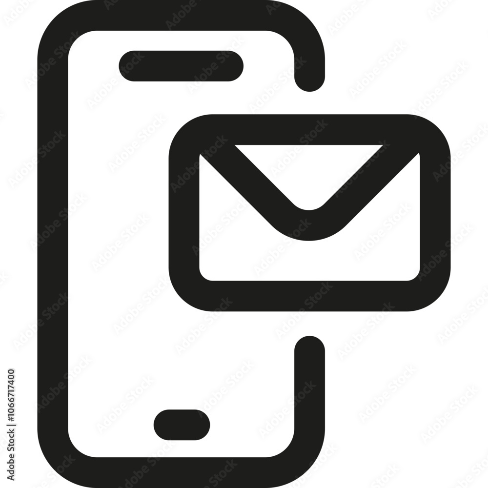 Poster a smartphone icon featuring an incoming message envelope, symbolizing communication and connectivity