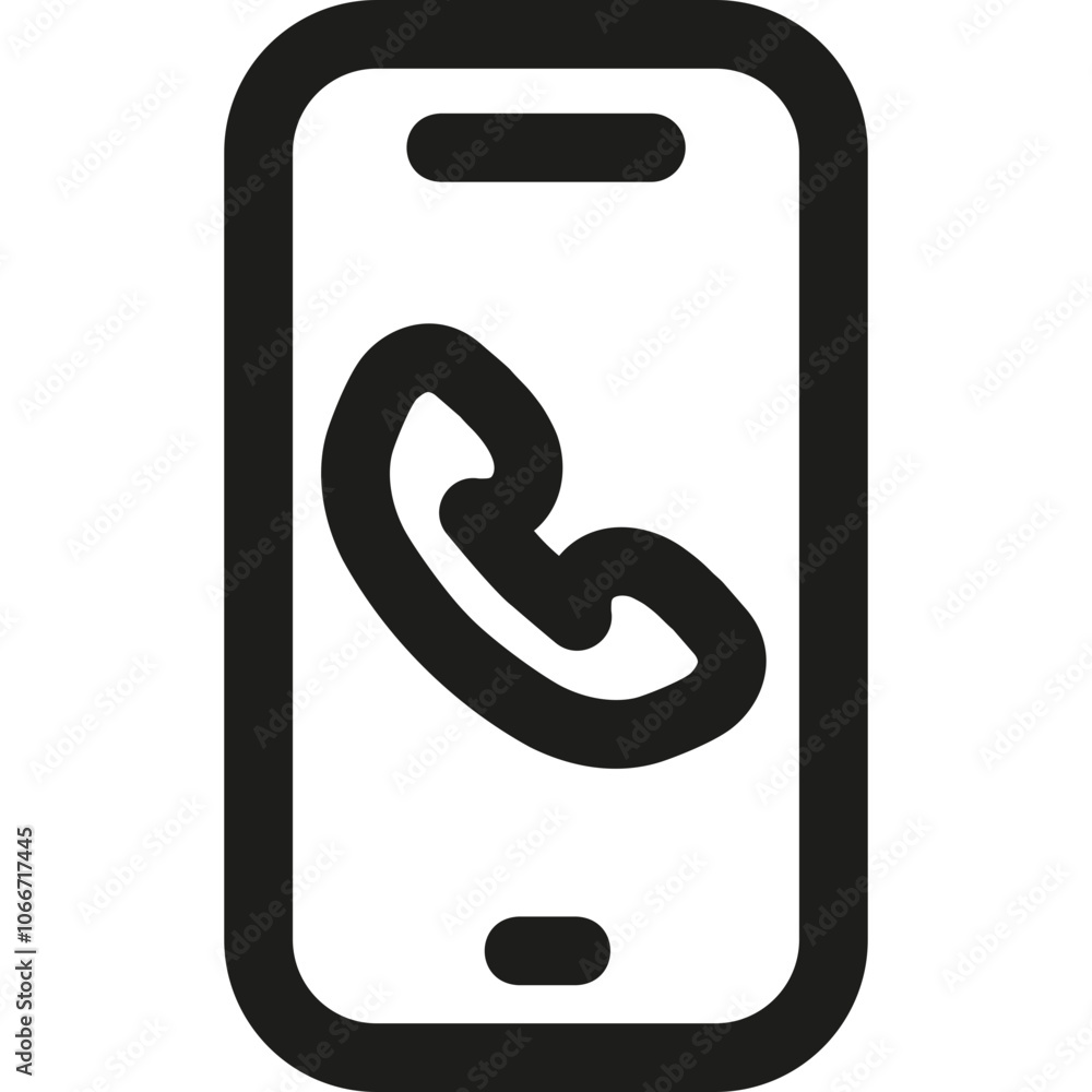 Poster a mobile phone displaying a call interface, showcasing a contact symbol on a digital screen