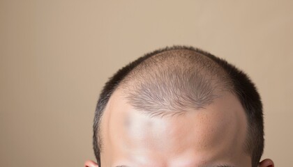 Obraz premium Close-Up of Balding Scalp with Thinning Dark Brown Hair Details