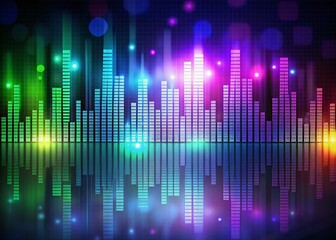 Sound Vibrations in Low Light: Graphic Equalizer Frequency Level Display with Dynamic Colors and Visual Rhythm