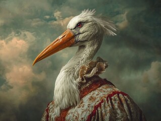 Naklejka premium Surreal Avian Character with Vintage Style